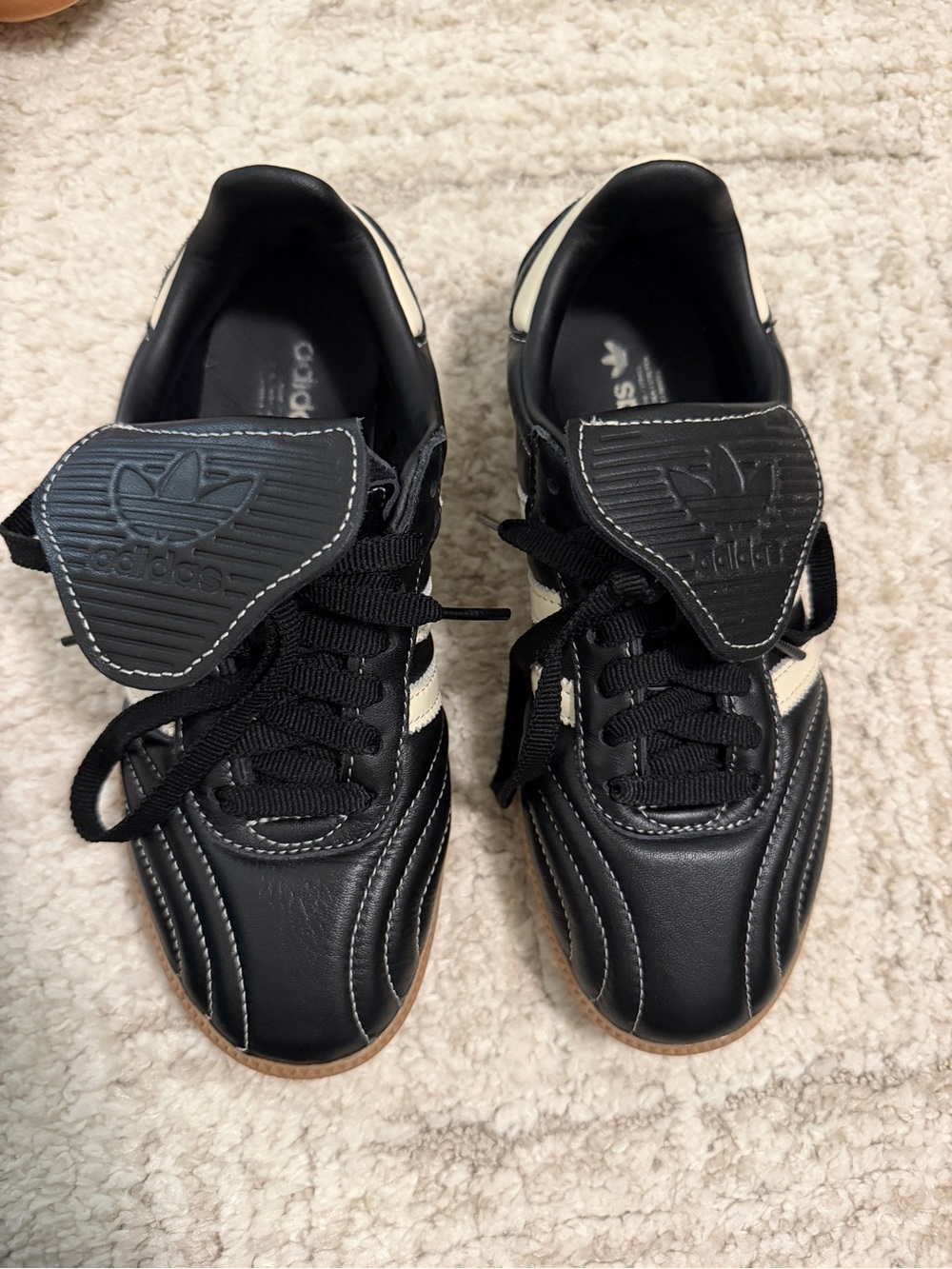 Adidas Black Samba Lt Long Tongue Leather Sneakers